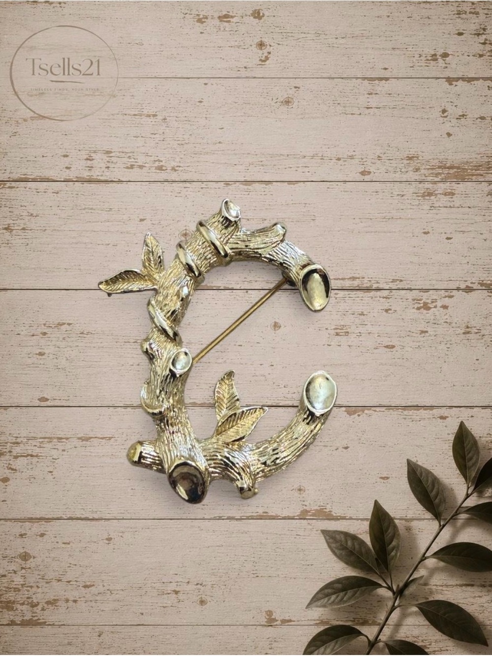 Sarah Coventry Vintage 1960s Gold Initial "C" Brooch